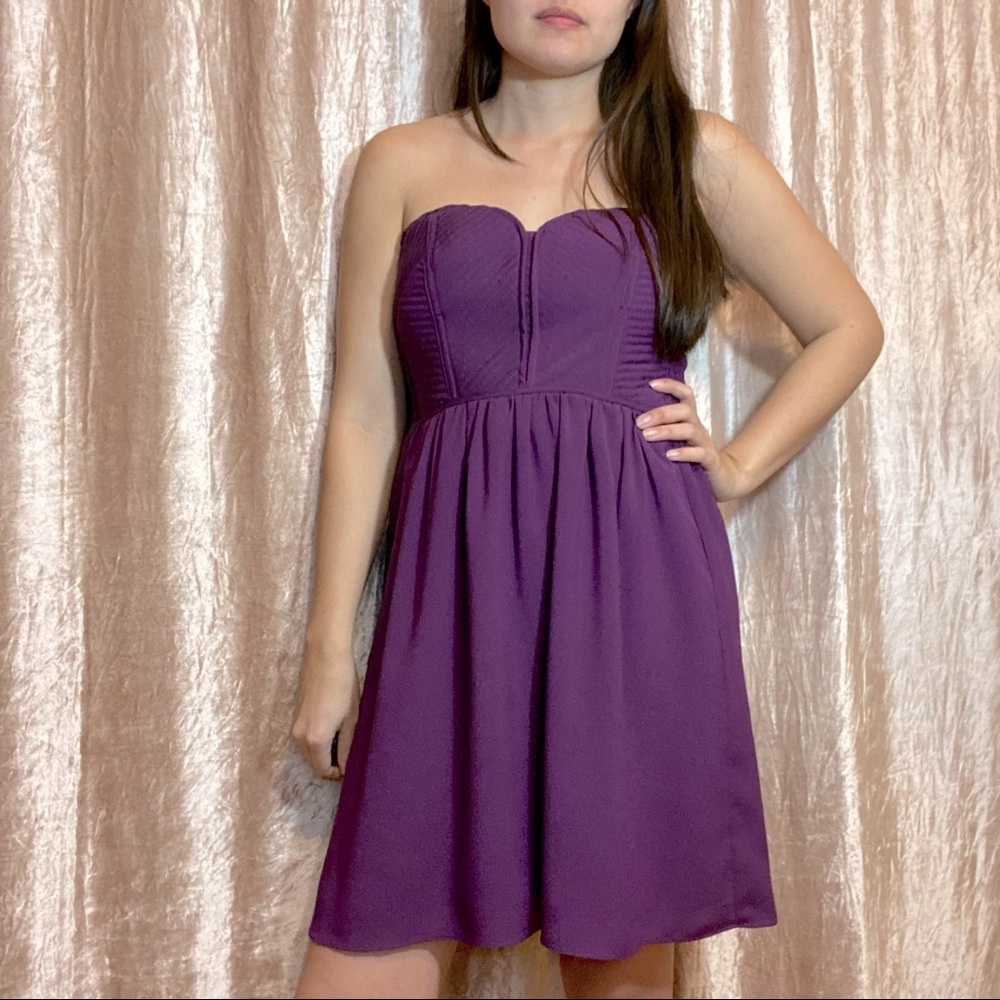 Miss Me Royal Purple Strapless Formal Dress